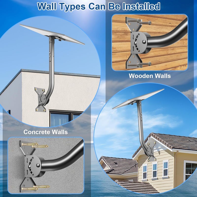 Aoosing Gen 3 Mount for Starlink, 360° Adjustable Wall & Roof Mounting Kit Compatible with Starlink V3 Standard Dish for Concrete or Wood Walls, Easy Installation, Include Aluminium Gen 3 Pipe Adapter - Image 4